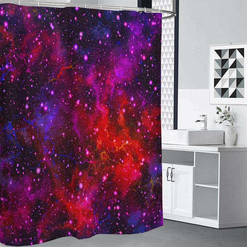 Purple Dark Galaxy Space Print Shower Curtain