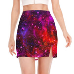 Purple Dark Galaxy Space Print Side Slit Mini Skirt
