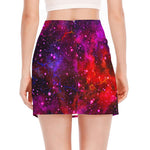 Purple Dark Galaxy Space Print Side Slit Mini Skirt
