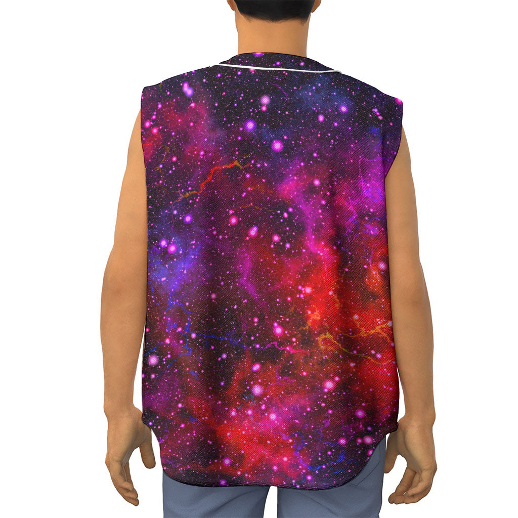 Purple Dark Galaxy Space Print Sleeveless Baseball Jersey