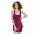 Purple Dark Galaxy Space Print Sleeveless Bodycon Dress