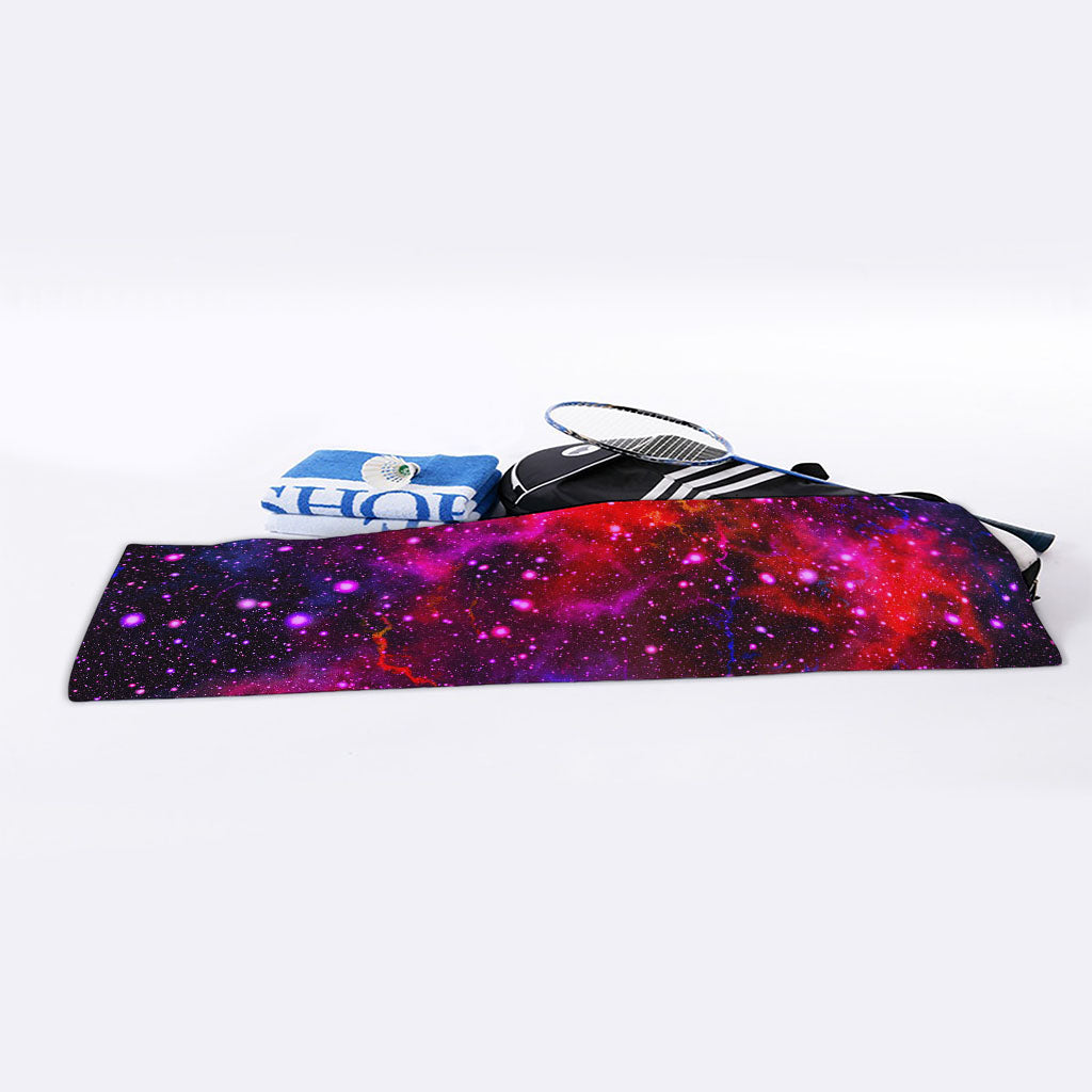Purple Dark Galaxy Space Print Sports Towel