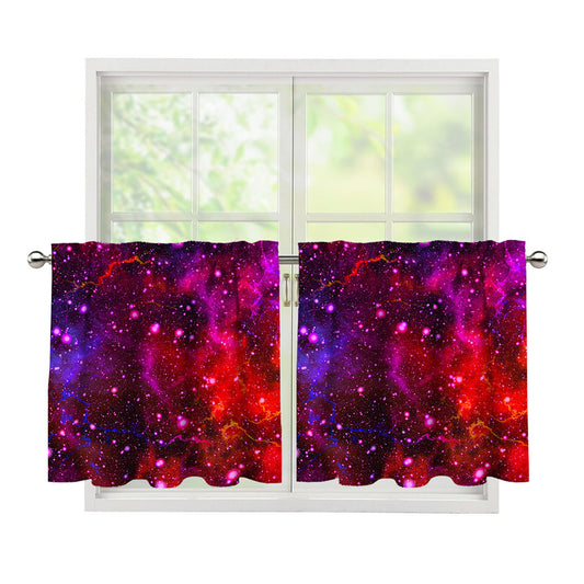 Purple Dark Galaxy Space Print Tier Curtains