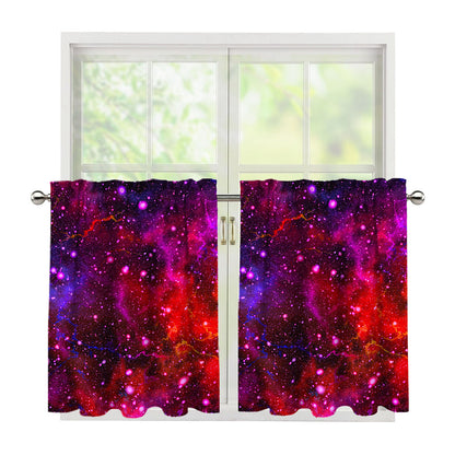 Purple Dark Galaxy Space Print Tier Curtains