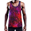 Purple Dark Galaxy Space Print Men's Workout Tank Top