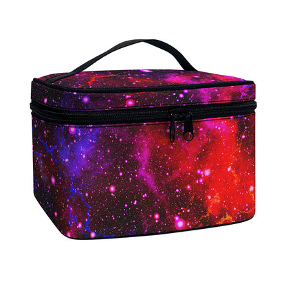 Purple Dark Galaxy Space Print Travel Makeup Bag