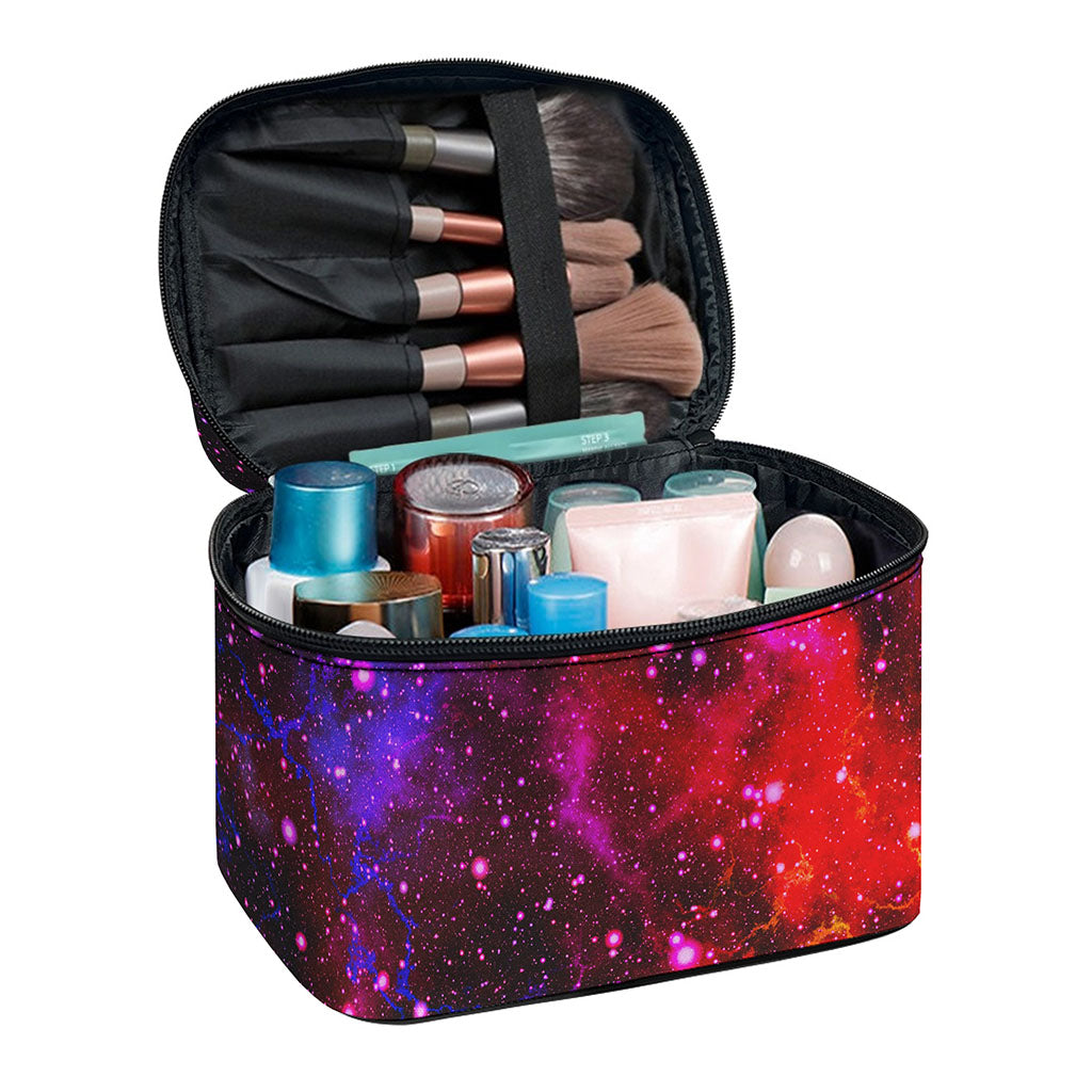 Purple Dark Galaxy Space Print Travel Makeup Bag