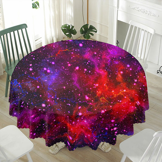 Purple Dark Galaxy Space Print Waterproof Round Tablecloth