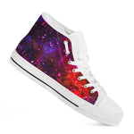 Purple Dark Galaxy Space Print White High Top Sneakers