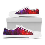 Purple Dark Galaxy Space Print White Low Top Sneakers