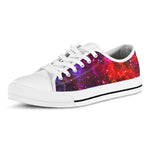 Purple Dark Galaxy Space Print White Low Top Sneakers