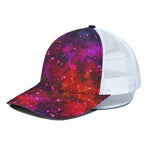 Purple Dark Galaxy Space Print White Mesh Trucker Cap