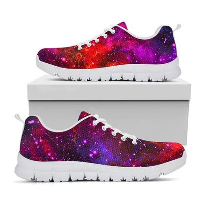 Purple Dark Galaxy Space Print White Running Shoes