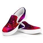 Purple Dark Galaxy Space Print White Slip On Sneakers