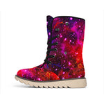 Purple Dark Galaxy Space Print Winter Boots