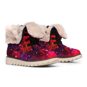 Purple Dark Galaxy Space Print Winter Boots