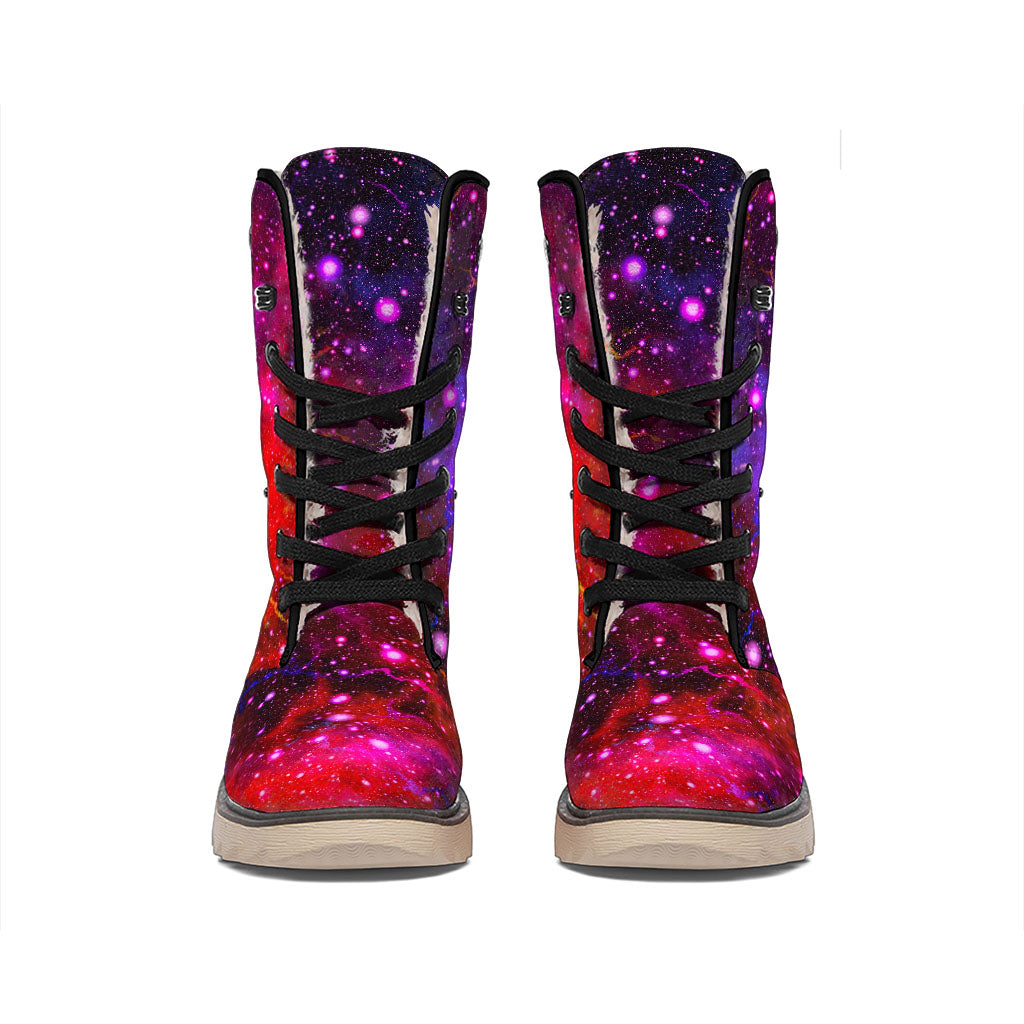 Purple Dark Galaxy Space Print Winter Boots