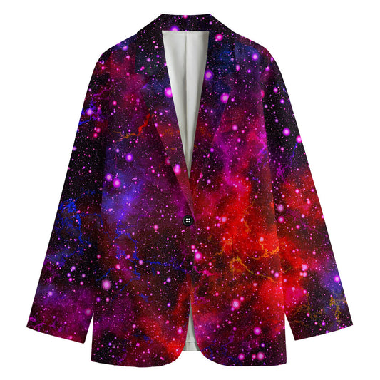 Purple Dark Galaxy Space Print Women's Blazer