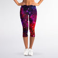 Purple Dark Galaxy Space Print Women's Capri Leggings