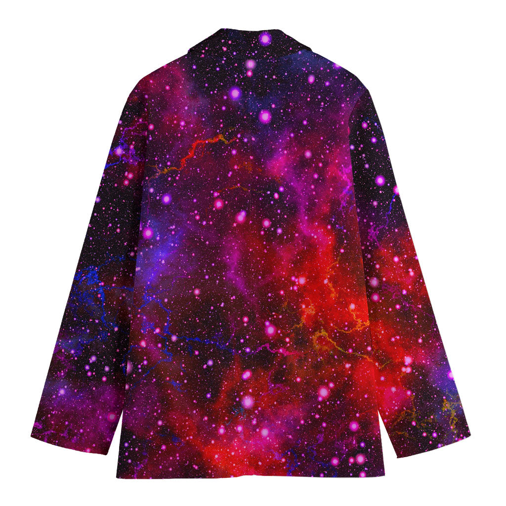 Purple Dark Galaxy Space Print Women's Cotton Blazer