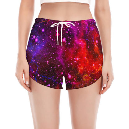 Purple Dark Galaxy Space Print Women's Split Running Shorts