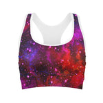 Purple Dark Galaxy Space Print Women's Sports Bra