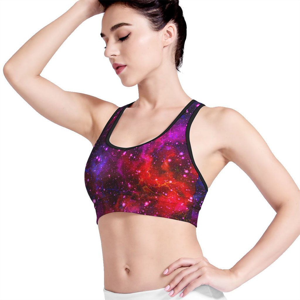 Purple Dark Galaxy Space Print Women's Sports Bra