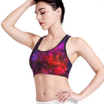 Purple Dark Galaxy Space Print Women's Sports Bra