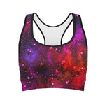 Purple Dark Galaxy Space Print Women's Sports Bra