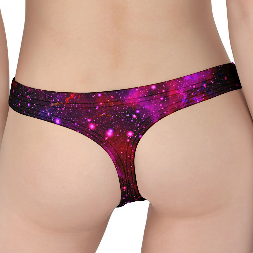 Purple Dark Galaxy Space Print Women's Thong