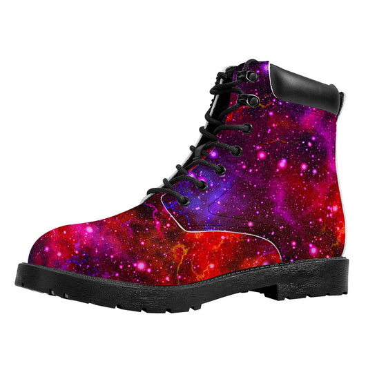 Purple Dark Galaxy Space Print Work Boots