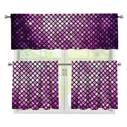 Purple Disco Lights Pattern Print 3 Piece Kitchen Curtains