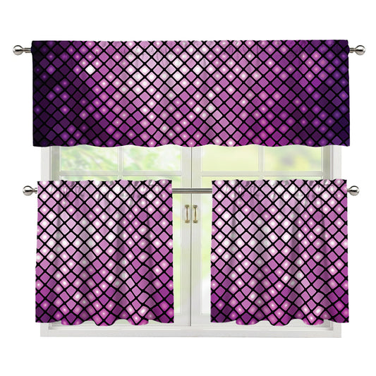 Purple Disco Lights Pattern Print 3 Piece Kitchen Curtains