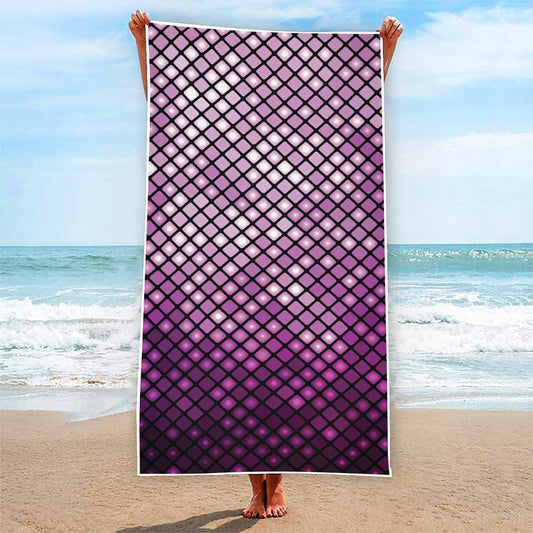 Purple Disco Lights Pattern Print Beach Towel