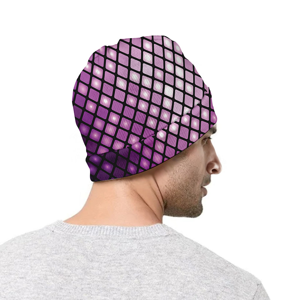 Purple Disco Lights Pattern Print Beanie