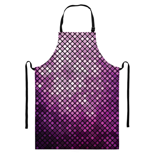 Purple Disco Lights Pattern Print Bib Apron With Pocket