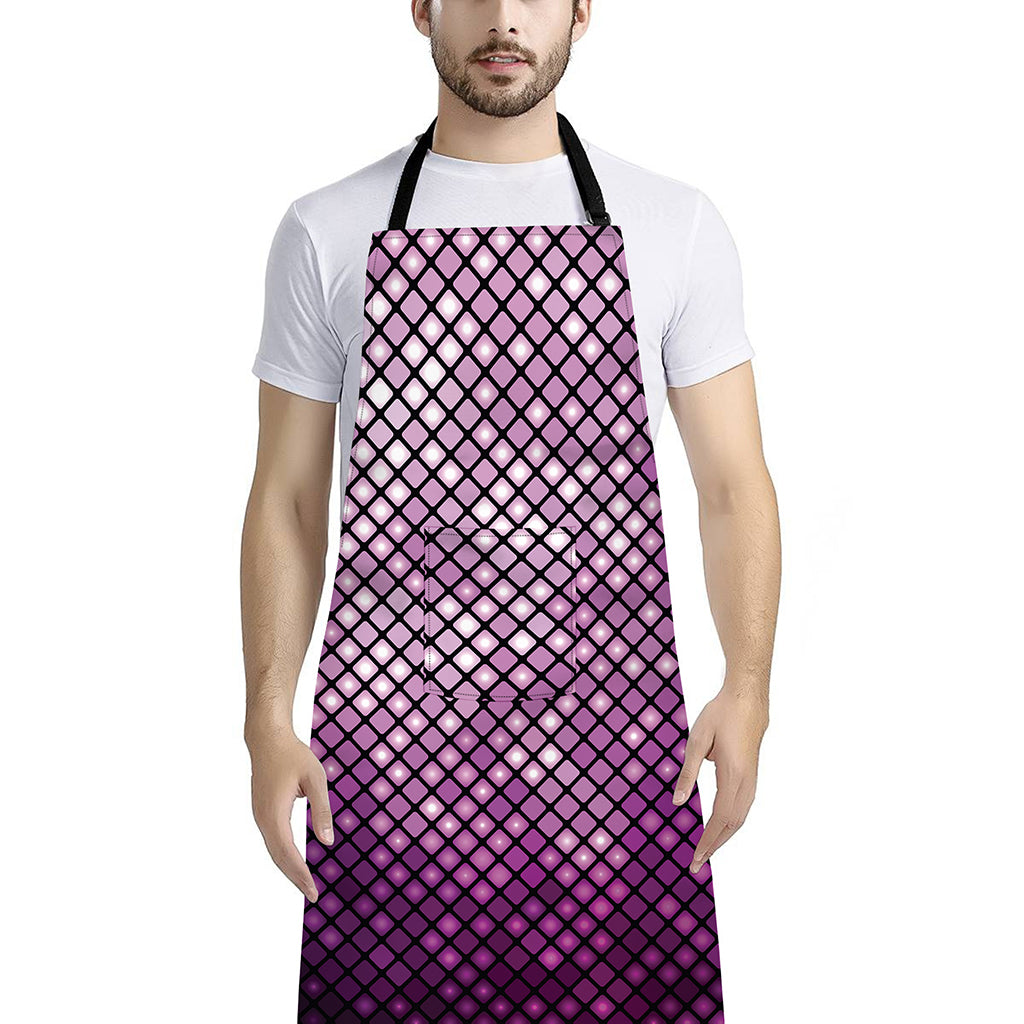 Purple Disco Lights Pattern Print Bib Apron With Pocket