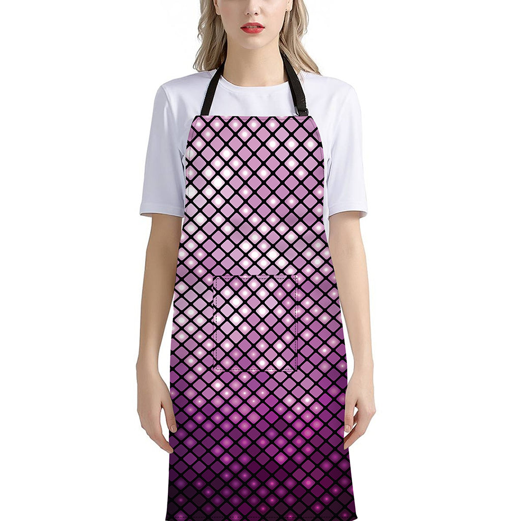 Purple Disco Lights Pattern Print Bib Apron With Pocket