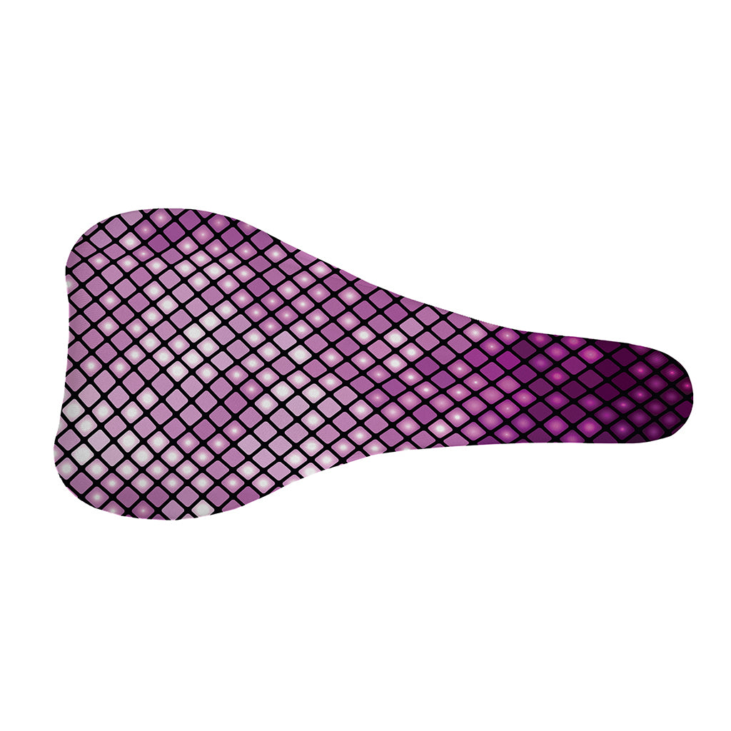 Purple Disco Lights Pattern Print Bicycle Seat Cover