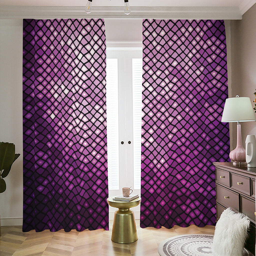 Purple Disco Lights Pattern Print Blackout Pencil Pleat Curtains