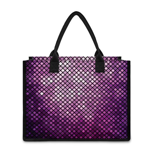 Purple Disco Lights Pattern Print Canvas Tote Bag