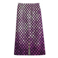 Purple Disco Lights Pattern Print Cotton Front Slit Maxi Skirt