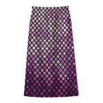 Purple Disco Lights Pattern Print Cotton Front Slit Maxi Skirt