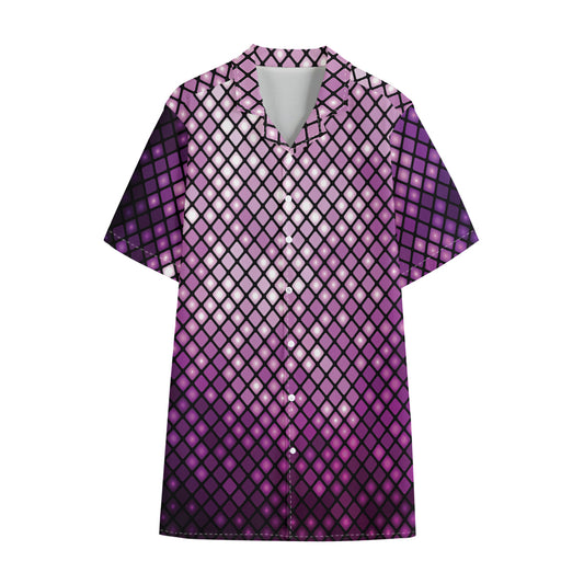 Purple Disco Lights Pattern Print Cotton Hawaiian Shirt