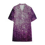 Purple Disco Lights Pattern Print Cotton Hawaiian Shirt