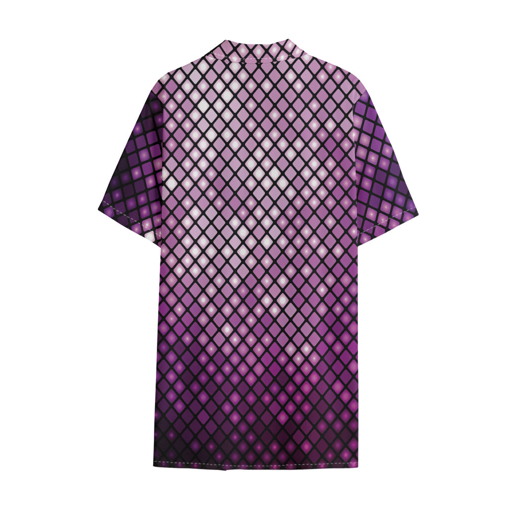 Purple Disco Lights Pattern Print Cotton Hawaiian Shirt