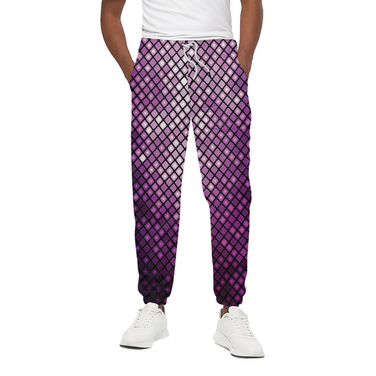 Purple Disco Lights Pattern Print Cotton Pants