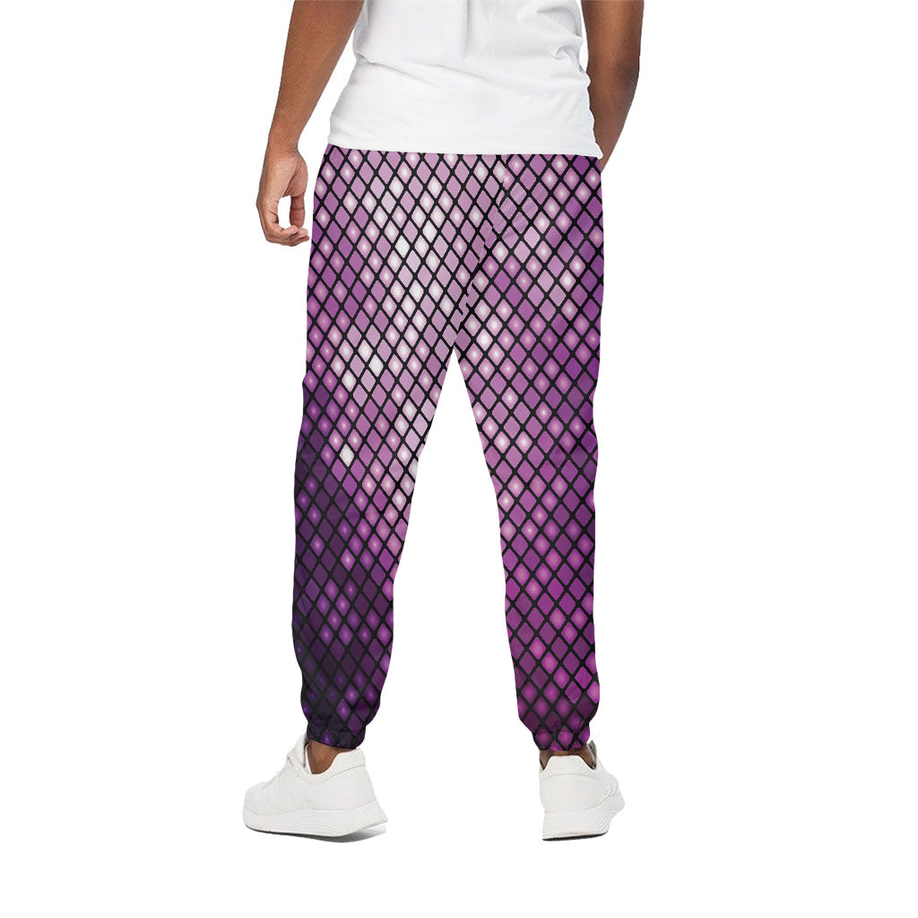 Purple Disco Lights Pattern Print Cotton Pants
