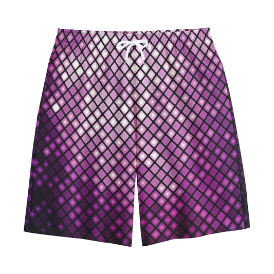 Purple Disco Lights Pattern Print Cotton Shorts
