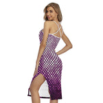 Purple Disco Lights Pattern Print Cross Back Cami Dress
